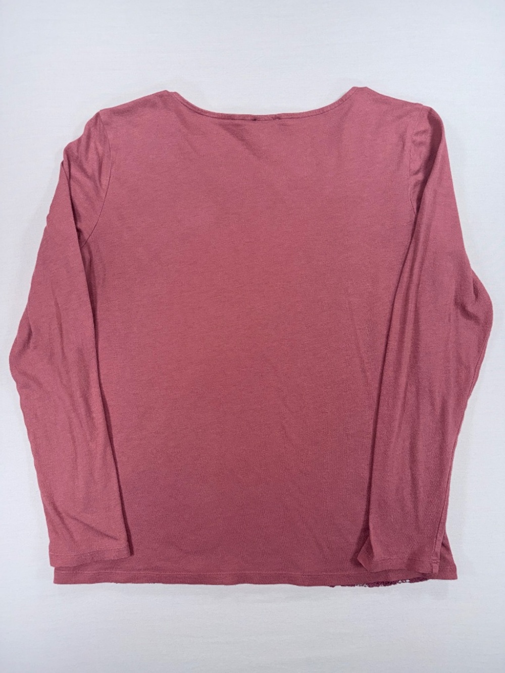 Ann Taylor Factory Mauve Pink Lace Front Long Sleeve Knit Top Size M - Picture 3 of 3